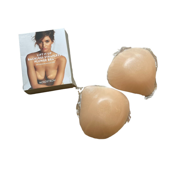 NORDSTROM Natural Lift It Up Backless Strapless Plunge Adhesive Bra Size D - Picture 4 of 7